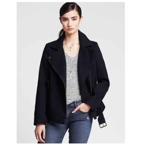 BANANA REPUBLIC Navy Cotton Biker Jacket PXXS BNWT