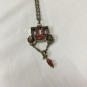 Carriage Coach High Heel Shoe Long Necklace Red