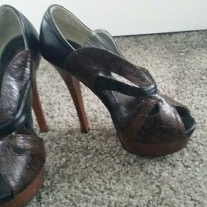 Brown and black heels