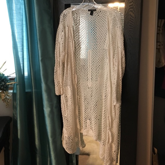 Chico's Black Label White Crochet Duster