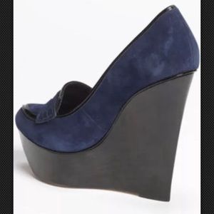 Alice & Olivia Suede Leather Platform Wedge Loafer