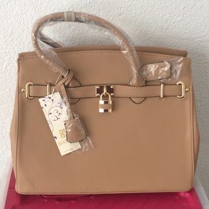 Dasein Faux Leather Structured Satchel Handbag