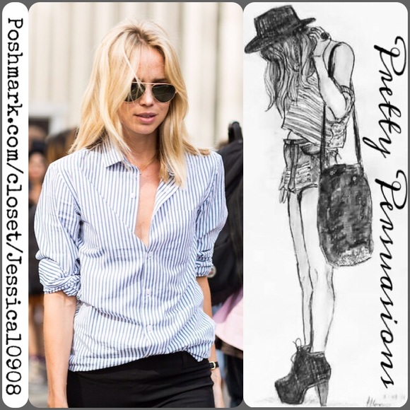 J. Crew Tops - SOLD J.Crew Blue & White Striped Button Down Shirt