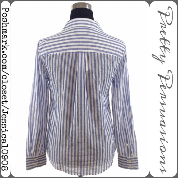 SOLD J.Crew Blue & White Striped Button Down Shirt - Picture 4 of 4