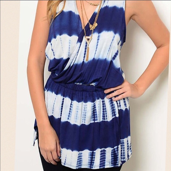 Tie Dye Cinched Waist Tunic - Picture 2 of 4