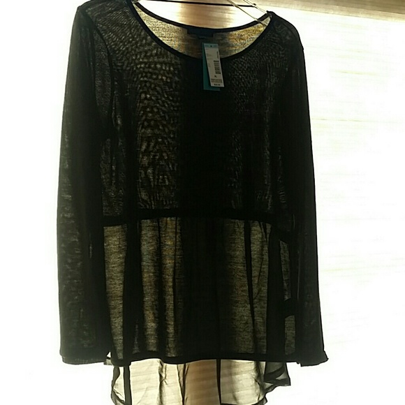 Brand new stylish black top with sheer in back
