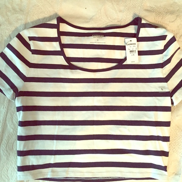 Navy blue striped express crop top