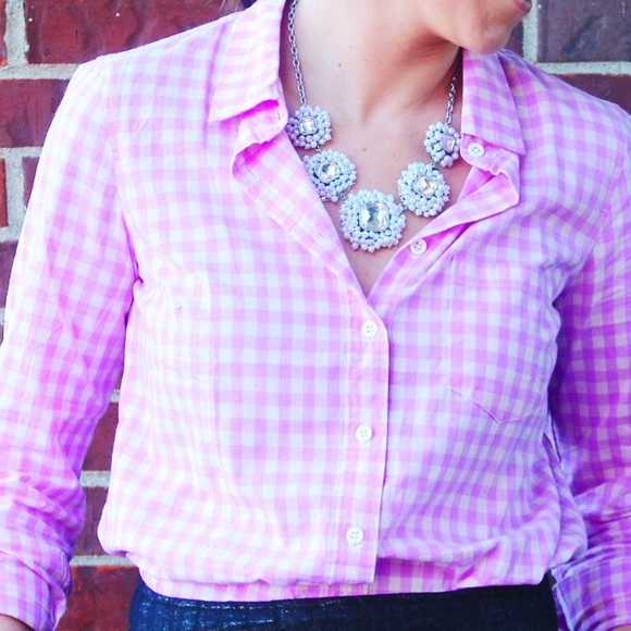 J. Crew Tops - J. Crew Boy Shirt in Neon Gingham