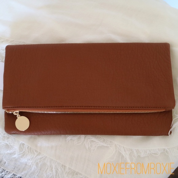 Moxiefromroxie Handbags - • new • fold over clutch in cognac