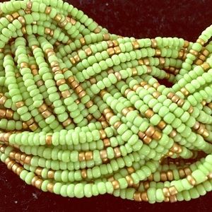 Zara lime green and gold beaded necklace