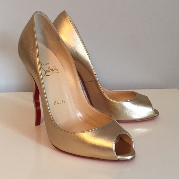 Christian Louboutin Jolly B 120 Light Gold - Picture 1 of 4