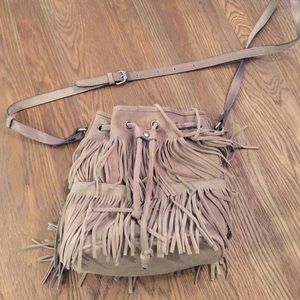 Patricia Nash fringe cross body bucket purse