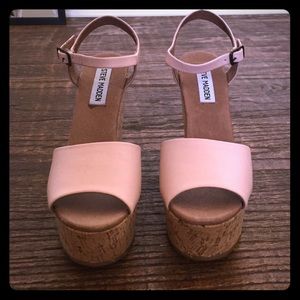 Steve Madden light pink and cork wedge!