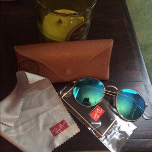 LOWEST PRICE round blue flash raybans