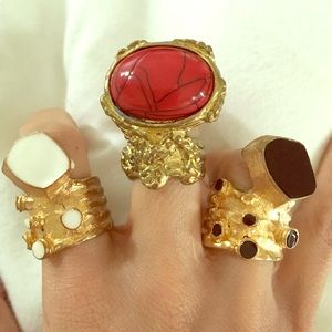 Chunky aged gold cocktail rings