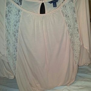 Pink with lace top