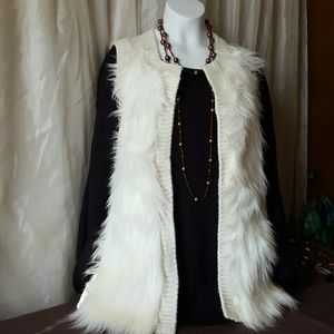 Long White Furry Sweater Vest
