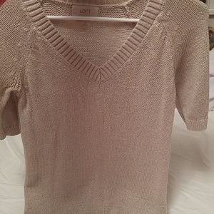 Tan shimmer v neck sweater