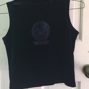 Versace navy blue VELVET fitted tank
