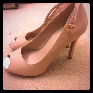 BCBG nude strapped heels