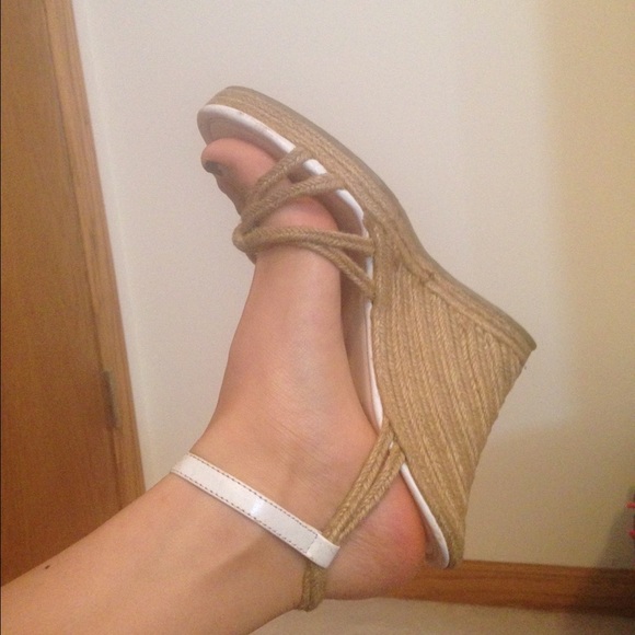 White sandal wedge heels. Worn once!