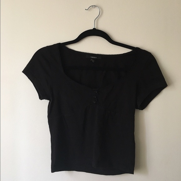 Forever 21 Button Crop Top - M - Picture 1 of 3