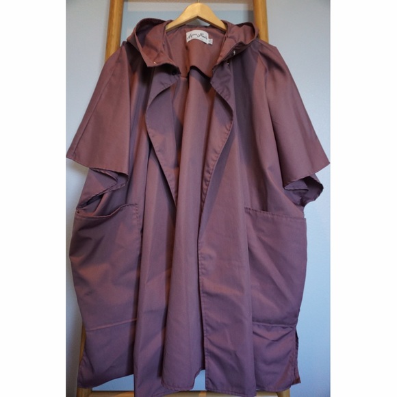 Vintage Aqua Sheen Raincoat with Hood