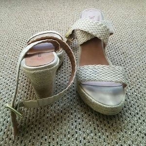 JustFab espadrille wrap wedges