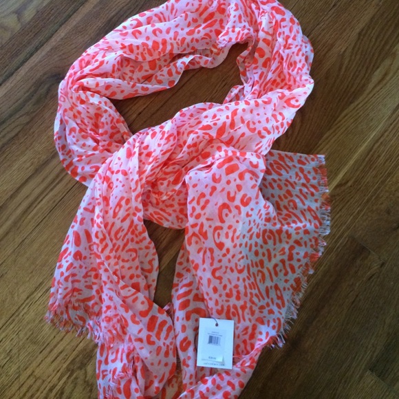 Hot orange and white Calvin Klein scarf