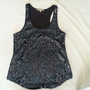 Gap deep blue sequin top in medium