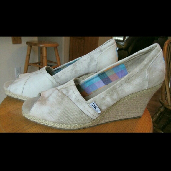 TOM'S Canvas Wedge 9.5 tie dye / marbled white