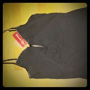 Brand New Black Rhinestone Zipper Tank