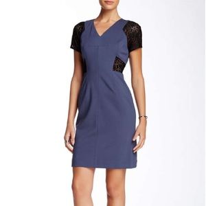 Rebecca Taylor V-Neck Lace & Ponte Dress