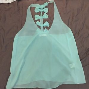 Turquoise bow tank.