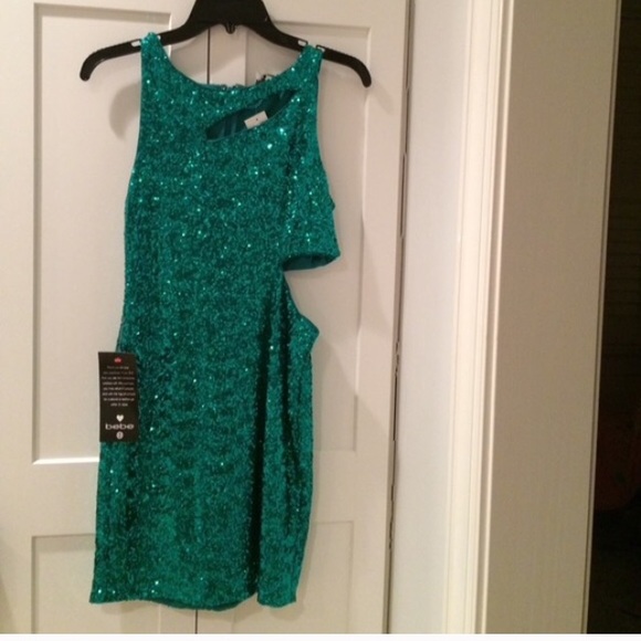 *Sold*Bebe green cutout dress