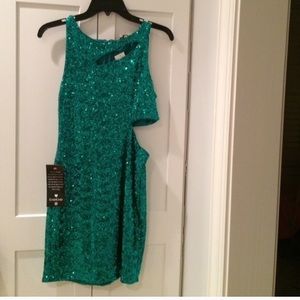 *Sold*Bebe green cutout dress