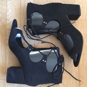 Zara wide heeled lace up sandal