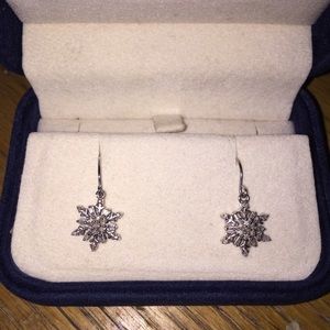 Perfect for winter!  Snowflake diamond earrings.