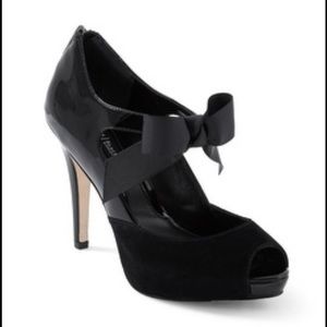 White House/Black Market Leather/Suede Bow Heels