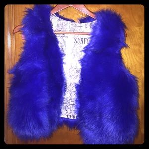 Royal Blue Faux Fur Vest