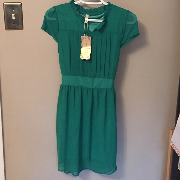 NWT sheer overlay dress with sash.