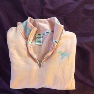 VS pink crew 1/4 zip read below