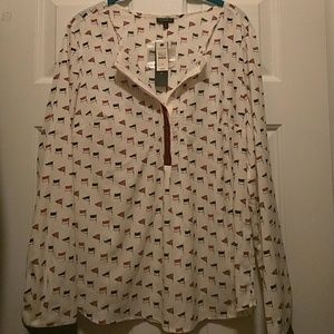Talbots - Nautical Print Blouse with Front Buttons