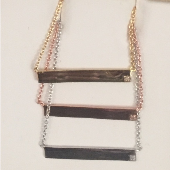 Bar necklaces with Cz on the side
