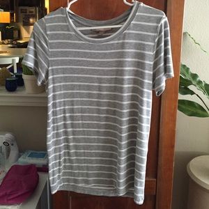 Grey and white striped tee