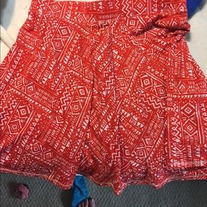 a red aztecs skater skirt