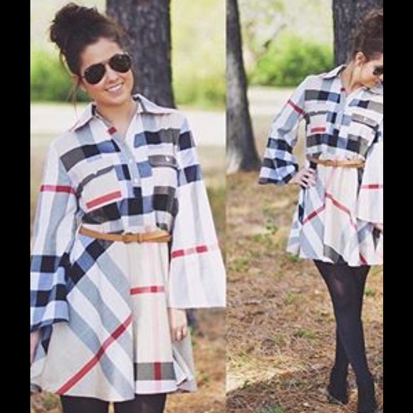 Plaid dress with belt