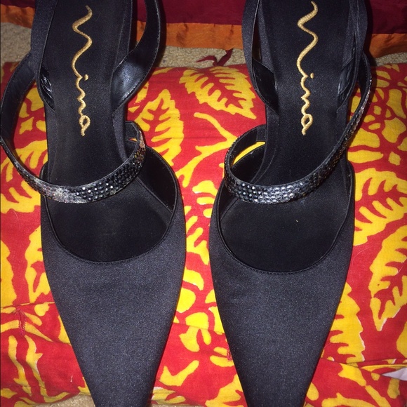 Black Formal Heels w/ Rhinestone strap