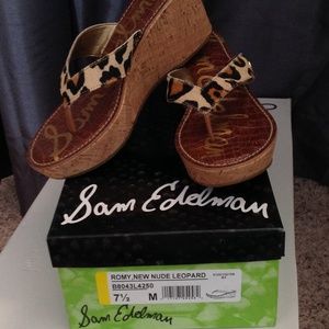 Sam Edelman "Romy" Leopard Wedge Sandal Sz 7.5