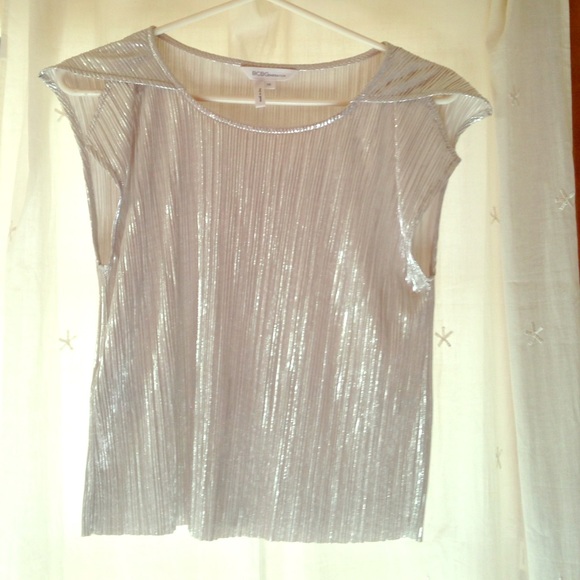 BCBGeneration Silver Crop Top
